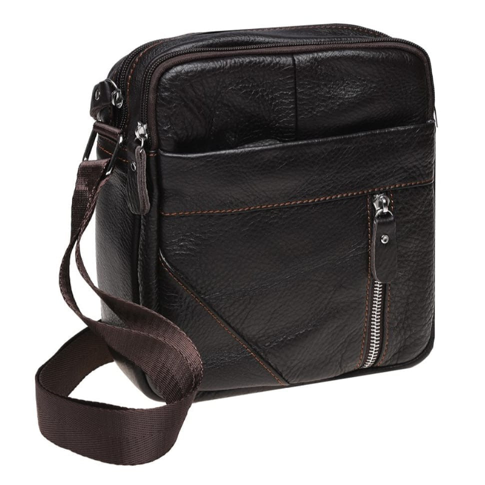 Чоловіча шкіряна сумка через плече Borsa Leather K11027-d.brown