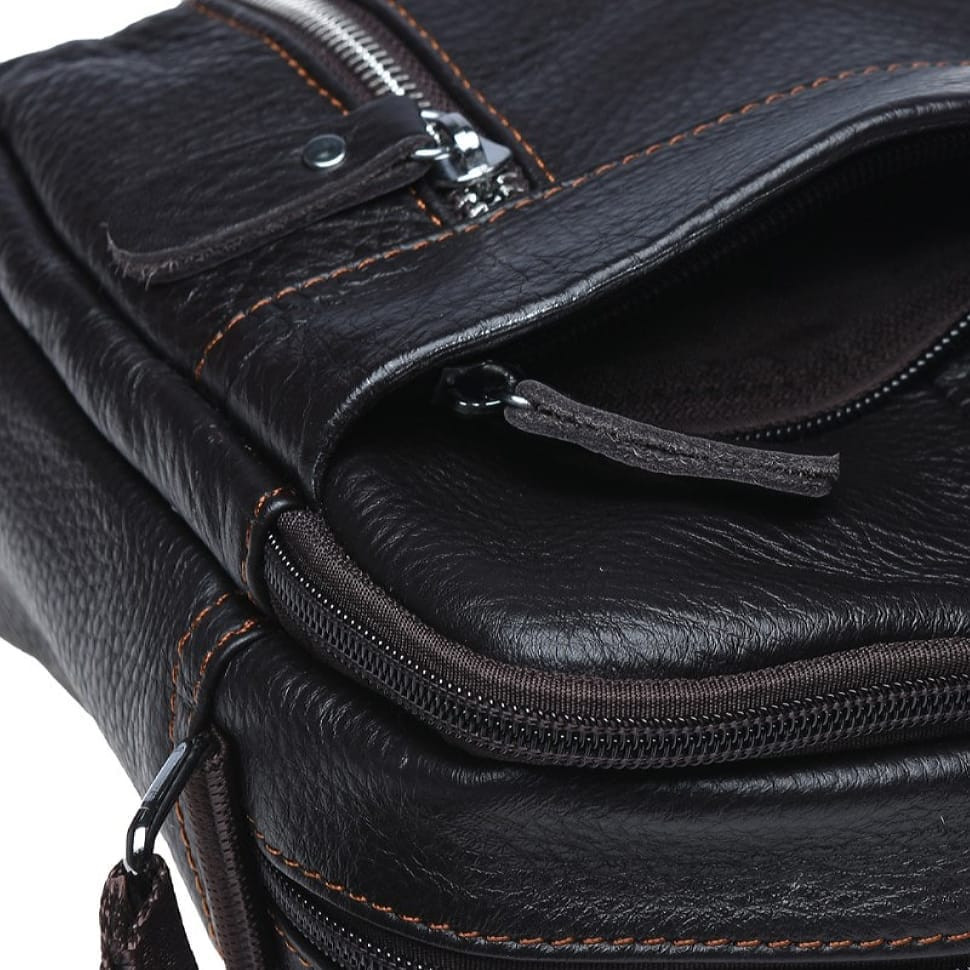 Чоловіча шкіряна сумка через плече Borsa Leather K11027-d.brown