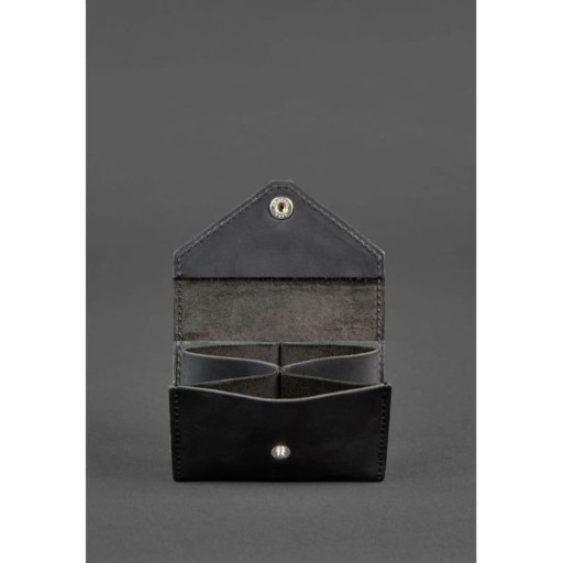 Шкіряний жіночий кард-кейс 3.0 чорний з мандалою