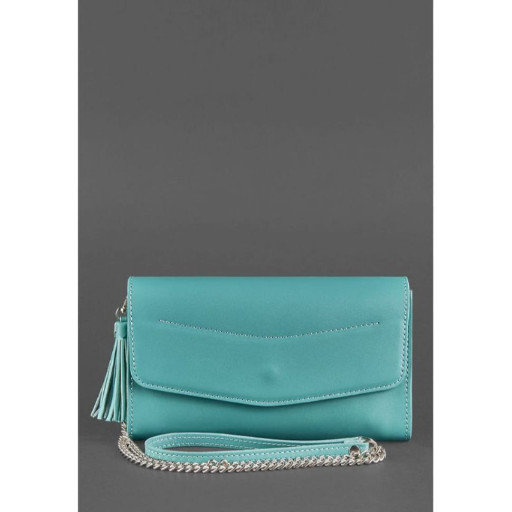 Шкіряна жіноча сумка Еліс бірюзова
