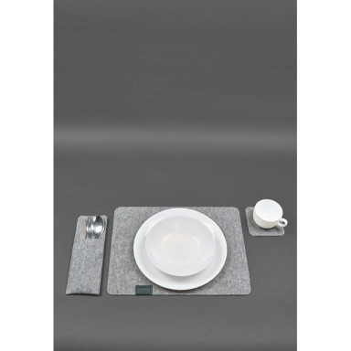 Felt table setting set for 1 person green
