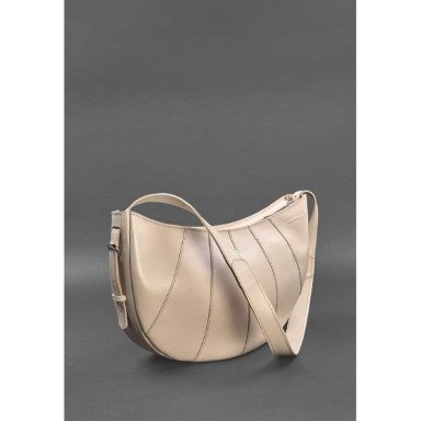 Women's leather bag Croissant light beige