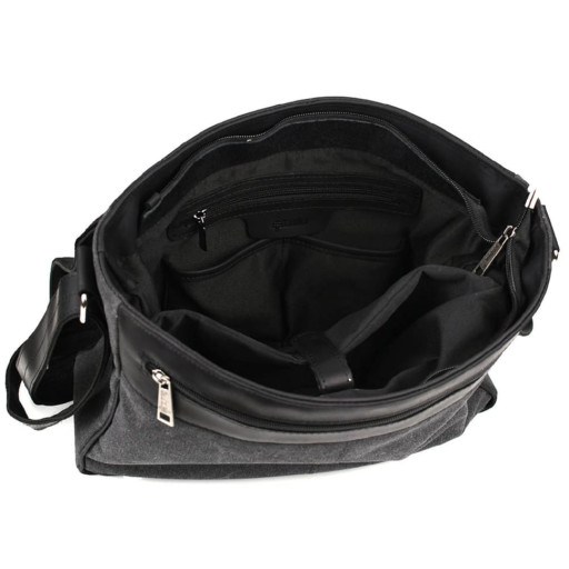 Сумка чоловіча через плече зі шкіри та канвасу TARWA RAG-1047-3md