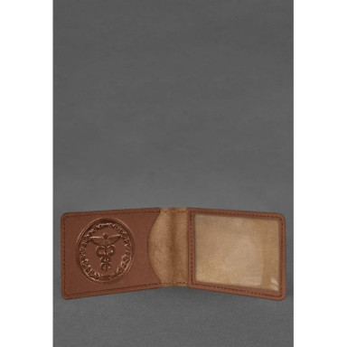 Leather cover for the ID of the State Tax Service light brown Crazy Horse