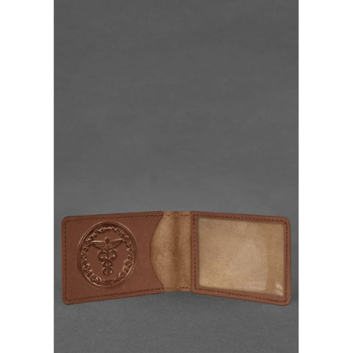 Кожаная обложка на удостоверение Государственной налоговой службы светло-коричневая Crazy Horse