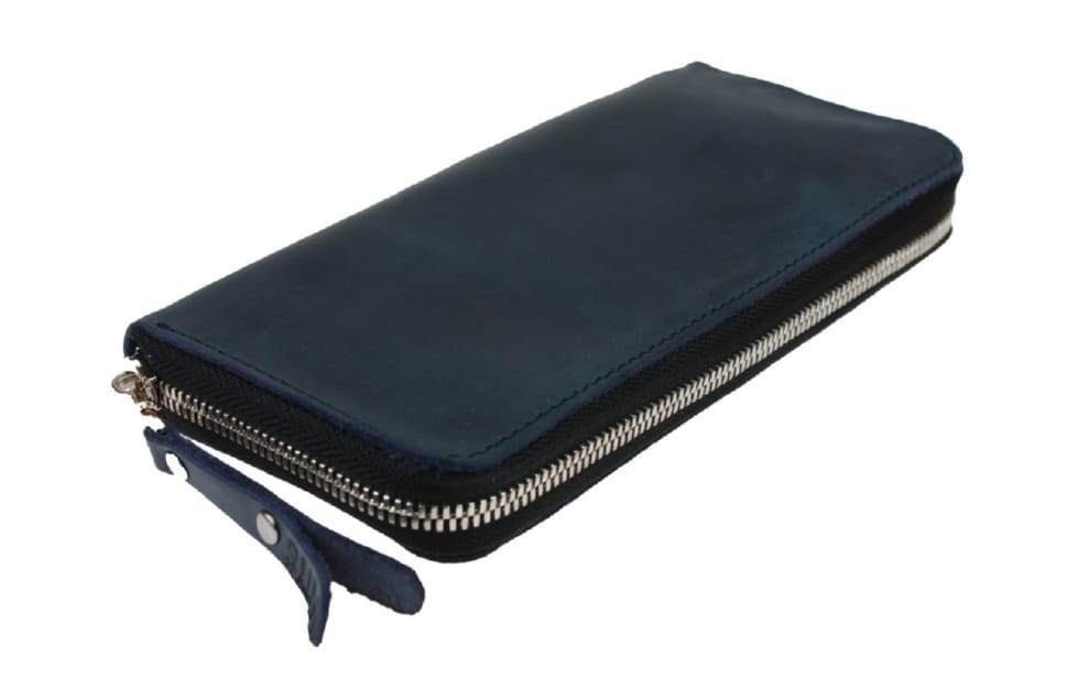 Wallet mens leather clutch bag large travel SULLIVAN 103-60-3(19.5) blue