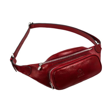 Leather Sling Bag Belly Bag - Independent People - Red Time Resistance 5231701
