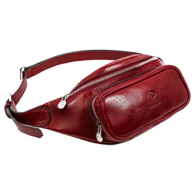 Leather Sling Bag Belly Bag - Independent People - Red Time Resistance 5231701