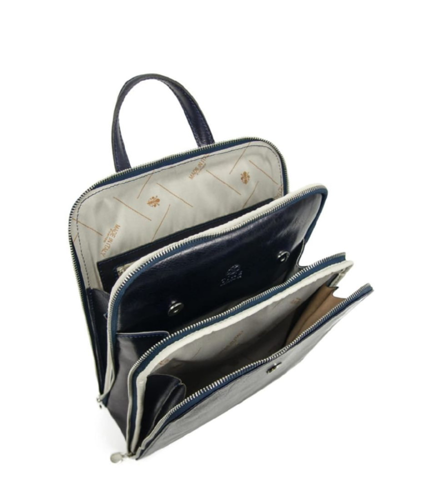 Жіноча шкіряна сумка рюкзак трансформер - Clarissa - синя Time Resistance 5205501