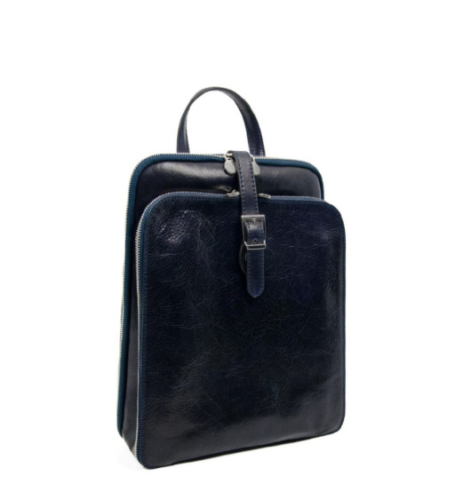 Жіноча шкіряна сумка рюкзак трансформер - Clarissa - синя Time Resistance 5205501