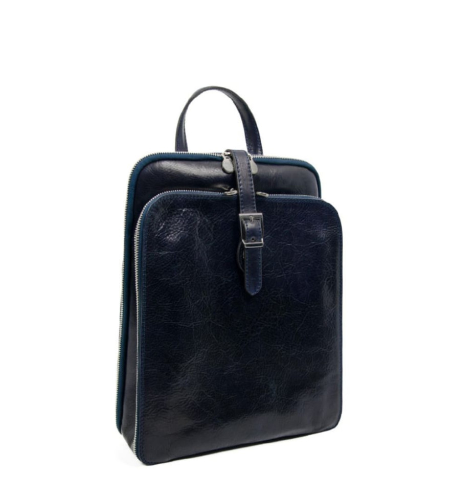 Жіноча шкіряна сумка рюкзак трансформер - Clarissa - синя Time Resistance 5205501