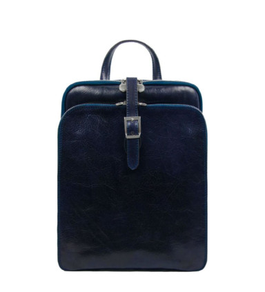 Womens Convertible Leather Backpack Shoulder Bag - Clarissa - Blue Time Resistance 5205501
