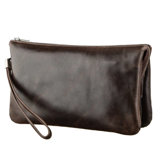 Барсетка чоловіча GRANDE PELLE 11263 у гладкій шкірі Коричнева