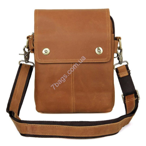 Лаконічна і практична сумка-планшет з натуральної телячої шкіри рудувато-коричневого кольору