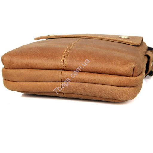 Лаконічна і практична сумка-планшет з натуральної телячої шкіри рудувато-коричневого кольору