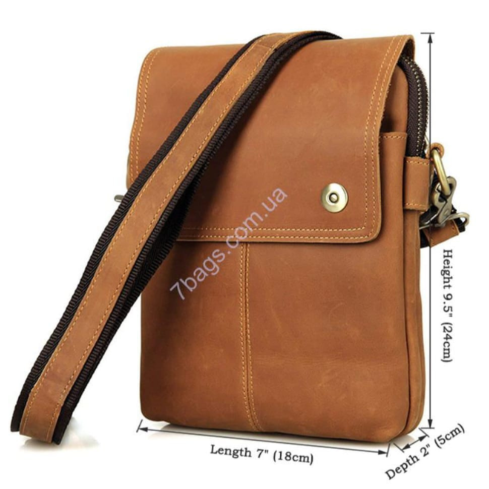 A laconic and practical tablet bag made of natural reddish brown calfskin