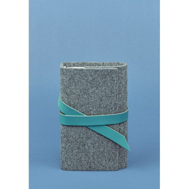 Felt women's notebook (Soft-beech) 1.0 with turquoise leather inserts