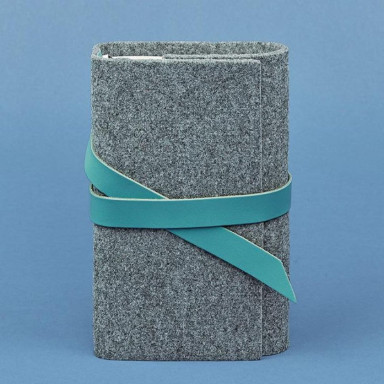 Felt women's notebook (Soft-beech) 1.0 with turquoise leather inserts