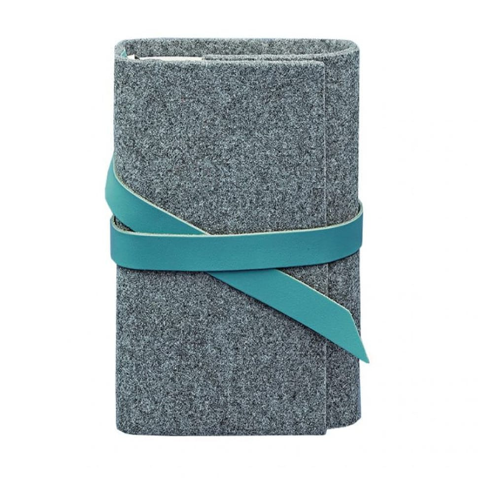 Фетровий жіночий блокнот (Софт-бук) 1.0 з шкіряними бірюзовими вставками