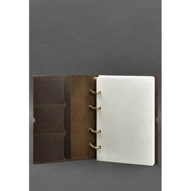 Leather notebook on rings (soft beech) 9.0 in a soft brown cover