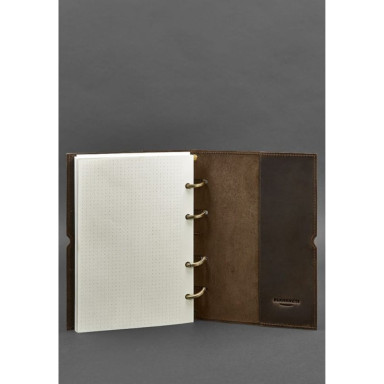 Leather notebook on rings (soft beech) 9.0 in a soft brown cover