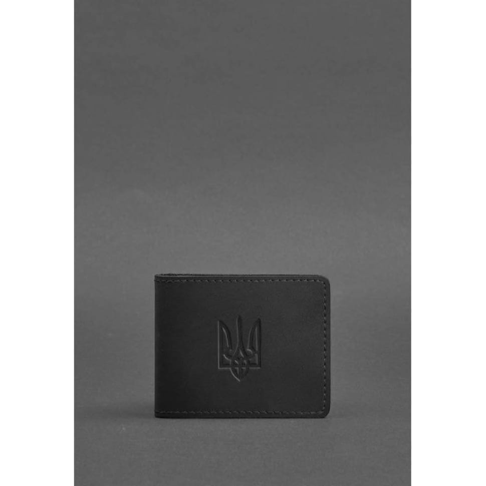 Leather cover for ID card with coat of arms, black Crazy Horse