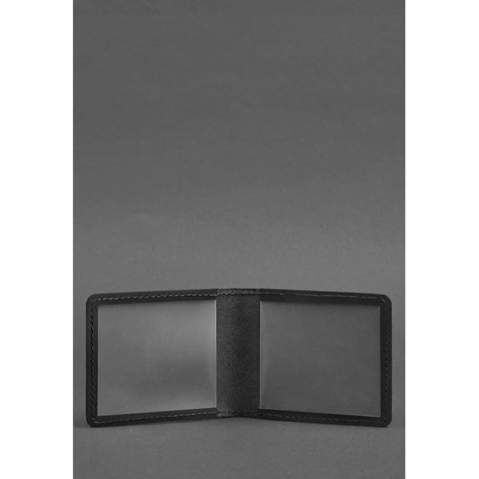 Leather cover for ID card with coat of arms, black Crazy Horse