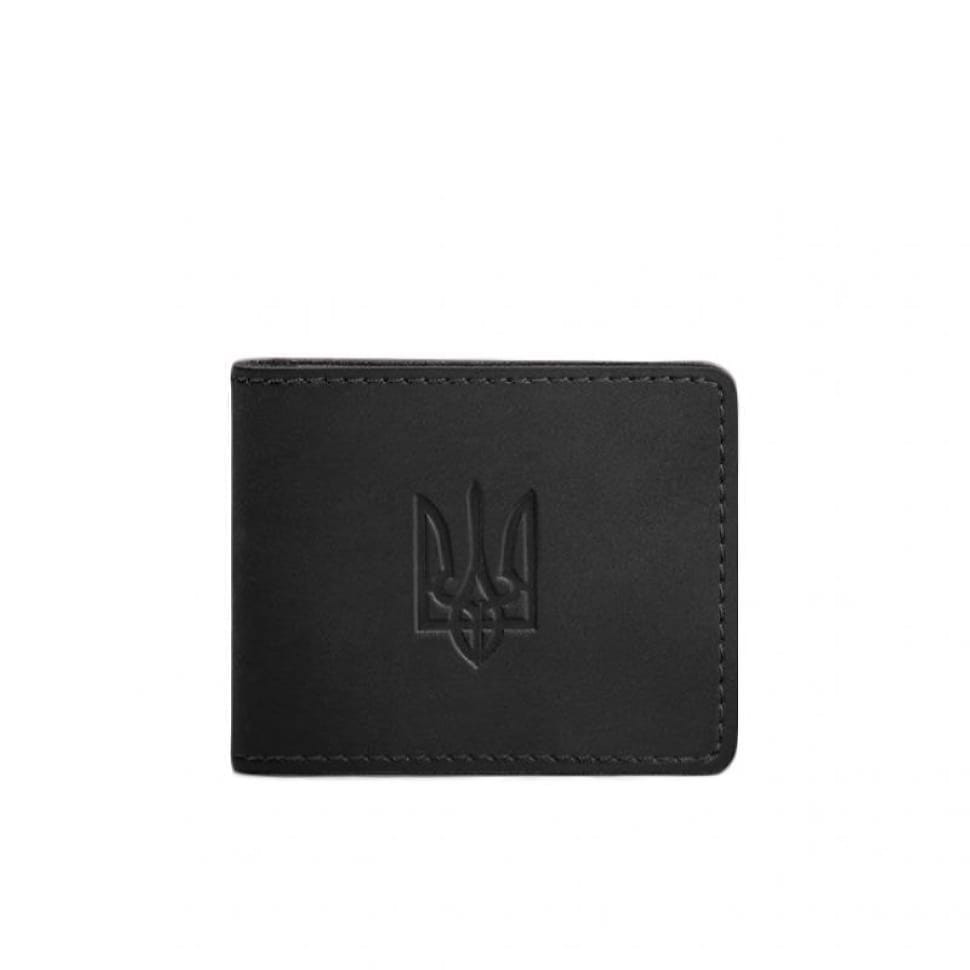 Leather cover for ID card with coat of arms, black Crazy Horse