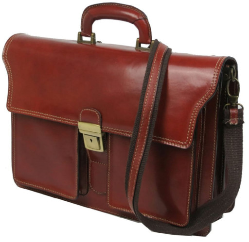Портфель чоловічий із натуральної шкіри Tomskor коньячний