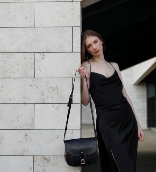 Женская кожаная сумка-седло - Women In Love - Черный цвет - Time Resistance 5244901