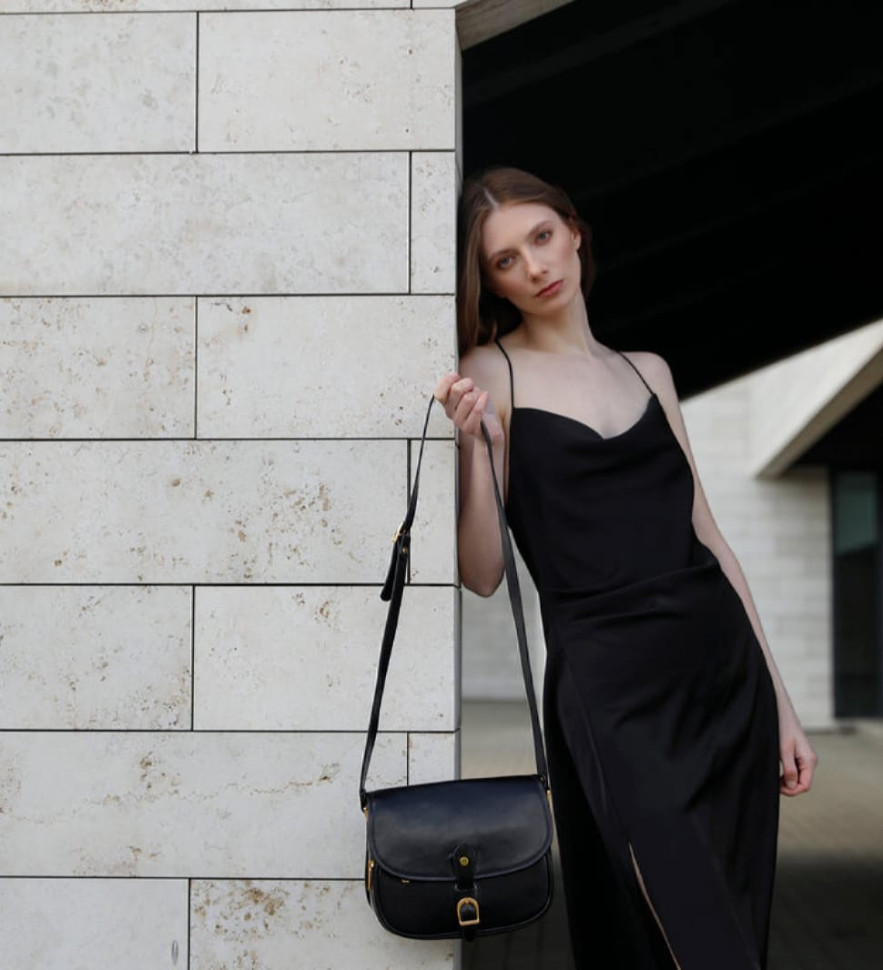 Женская кожаная сумка-седло - Women In Love - Черный цвет - Time Resistance 5244901