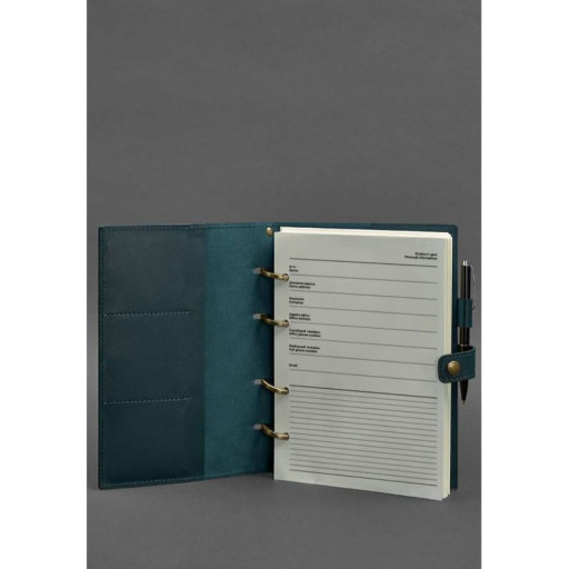 Шкіряний блокнот із датованим блоком (Софт-бук) 9.1 зелений