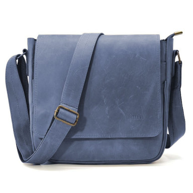 Mens leather shoulder bag RK-0002-3md TARWA blue