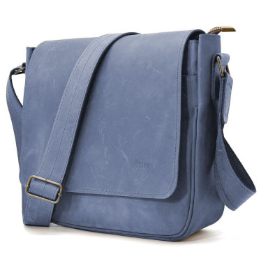 Mens leather shoulder bag RK-0002-3md TARWA blue