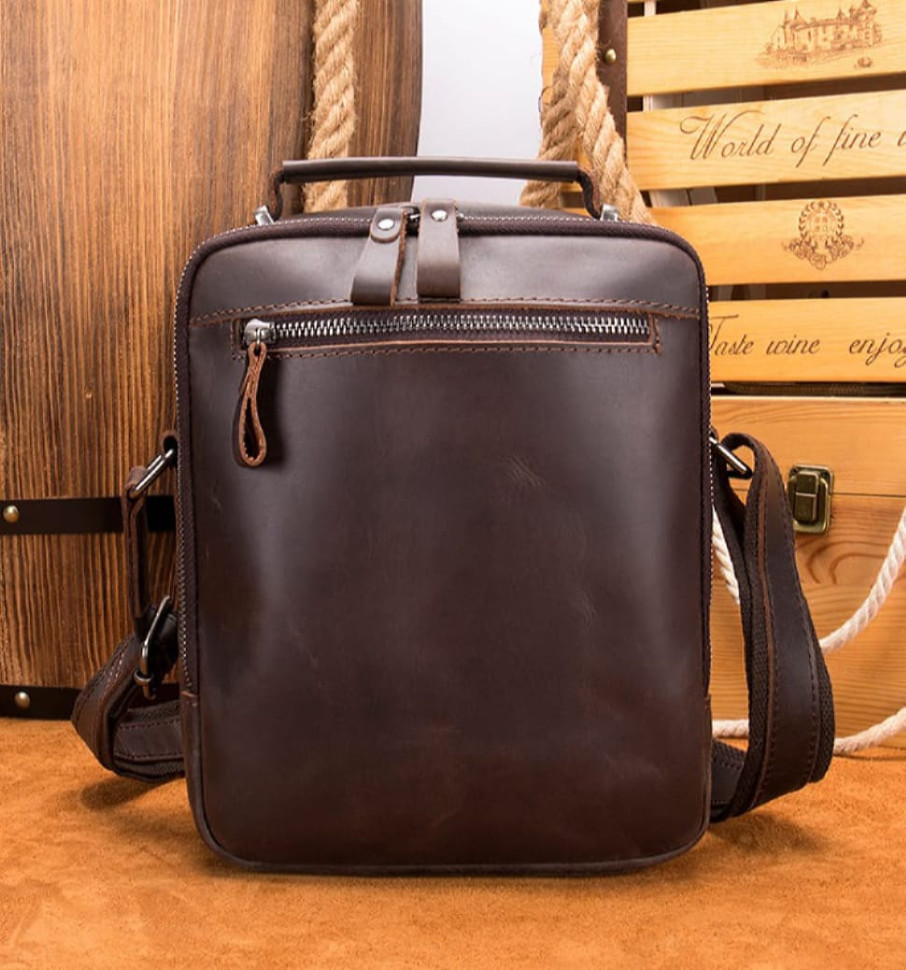 Шкіряна барсетка темно-коричневого кольору Bexhill bx6014 Dark coffee