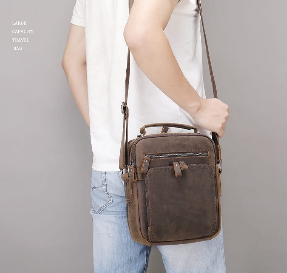 Шкіряна барсетка темно-коричневого кольору Bexhill bx6014 Dark coffee