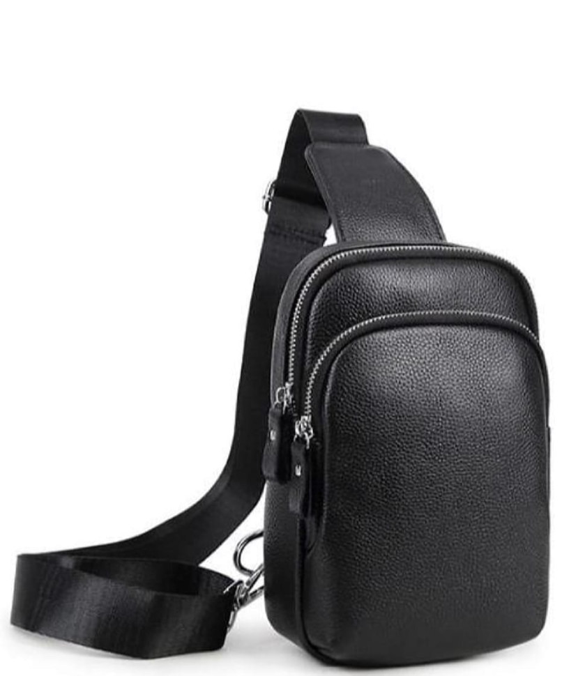 Чоловічий чорний шкіряний слінг на плече Tiding Bag A25F-1922A