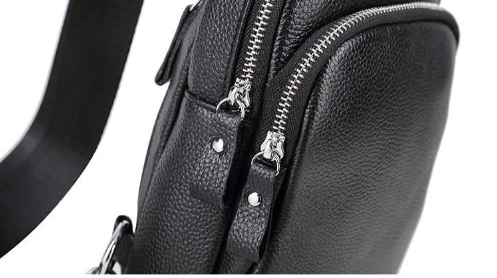 Чоловічий чорний шкіряний слінг на плече Tiding Bag A25F-1922A