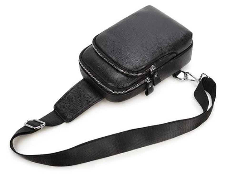 Чоловічий чорний шкіряний слінг на плече Tiding Bag A25F-1922A