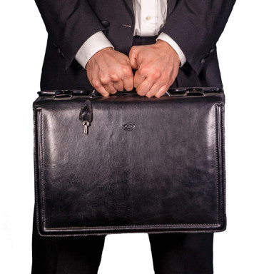 Leather briefcase Italico 8022 nero black