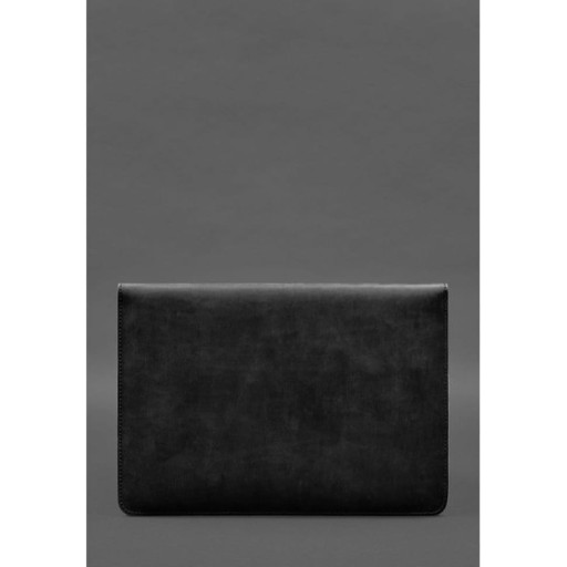 Чохол-конверт із клапаном шкіра+фетр для MacBook 14" Чорний Crazy Horse