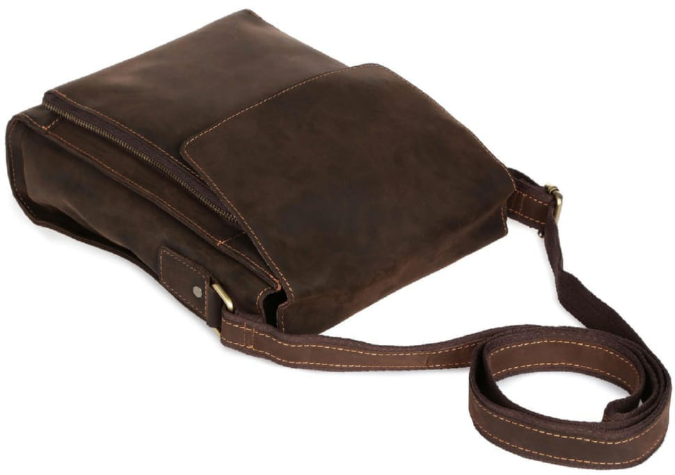 Чоловіча сумка-месенджер через плече із матової вінтажної шкіри Tiding Bag 7055DB