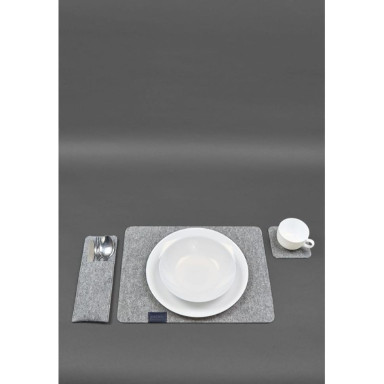 Felt table setting set for 1 person blue