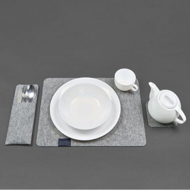 Felt table setting set for 1 person blue