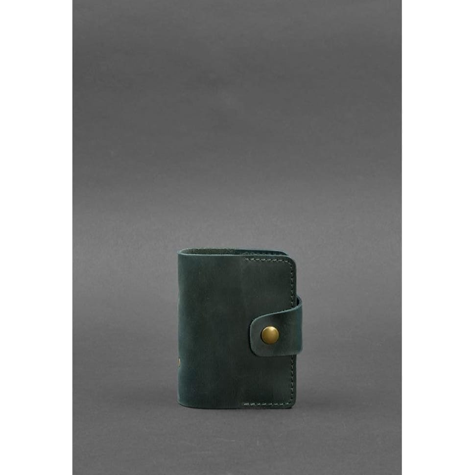 Шкіряний кард-кейс 7.1 (Книжка) зелений Crazy Horse