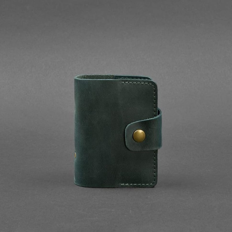 Шкіряний кард-кейс 7.1 (Книжка) зелений Crazy Horse