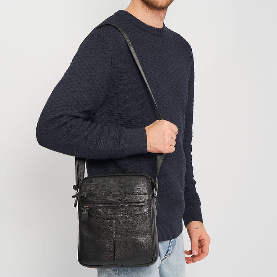 Чоловіча шкіряна сумка Keizer K12217bl-black