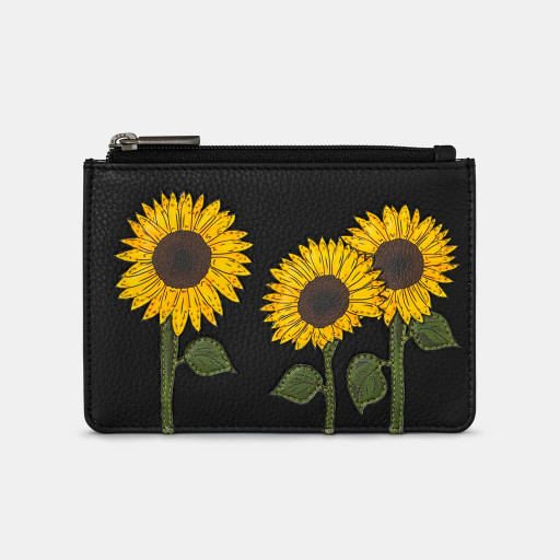 Жіночий шкіряний гаманець Yoshi Y1321 Sunflowers (Black)