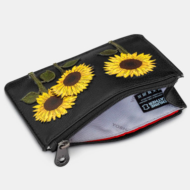 Жіночий шкіряний гаманець Yoshi Y1321 Sunflowers (Black)