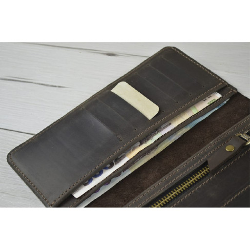 Мужской кожаный кошелек с монетницей на молнии BGS коричневый BGS3230